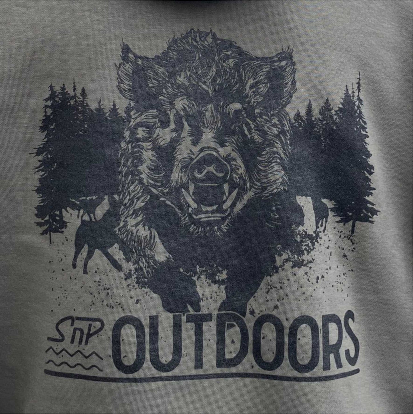 SnP Outdoors Hunting Hoodie - Smoke with Black Boar