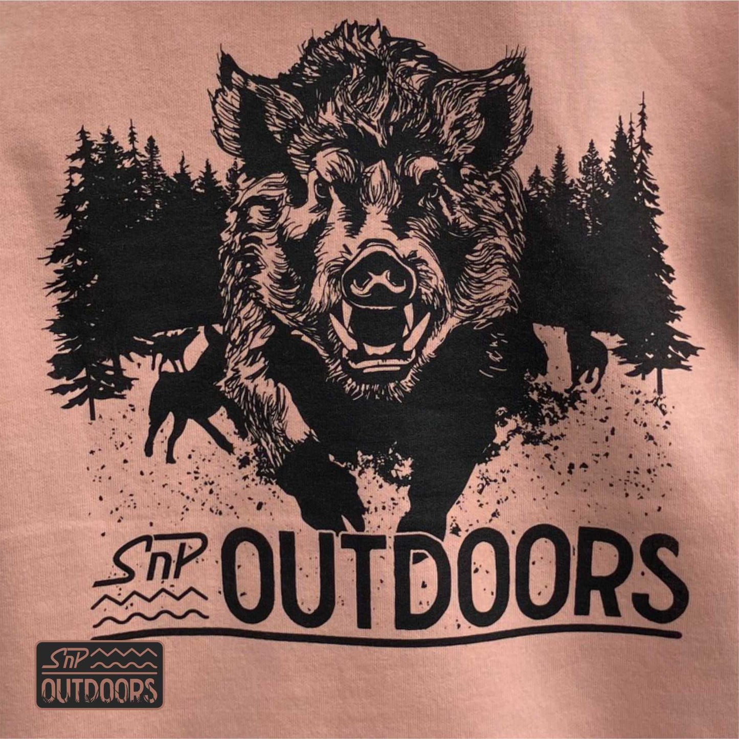 SnP Outdoors Hunting Hoodie - Dusty Rose with Black Boar