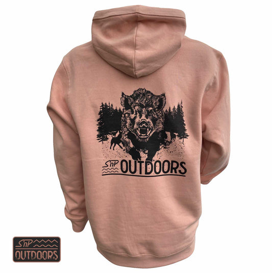 SnP Outdoors Hunting Hoodie - Dusty Rose with Black Boar