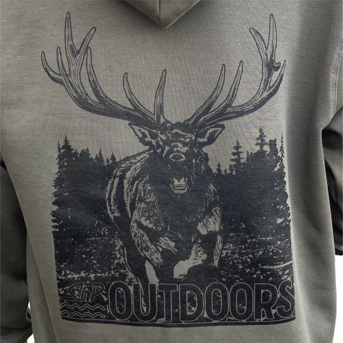 SnP Outdoors Hunting Hoodie - Smoke with Black Stag