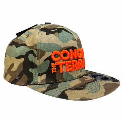 Conquer The Terrain 4x4 3D Fluoro Orange Embroidery - UFlex Flat Peak Cap - Camo