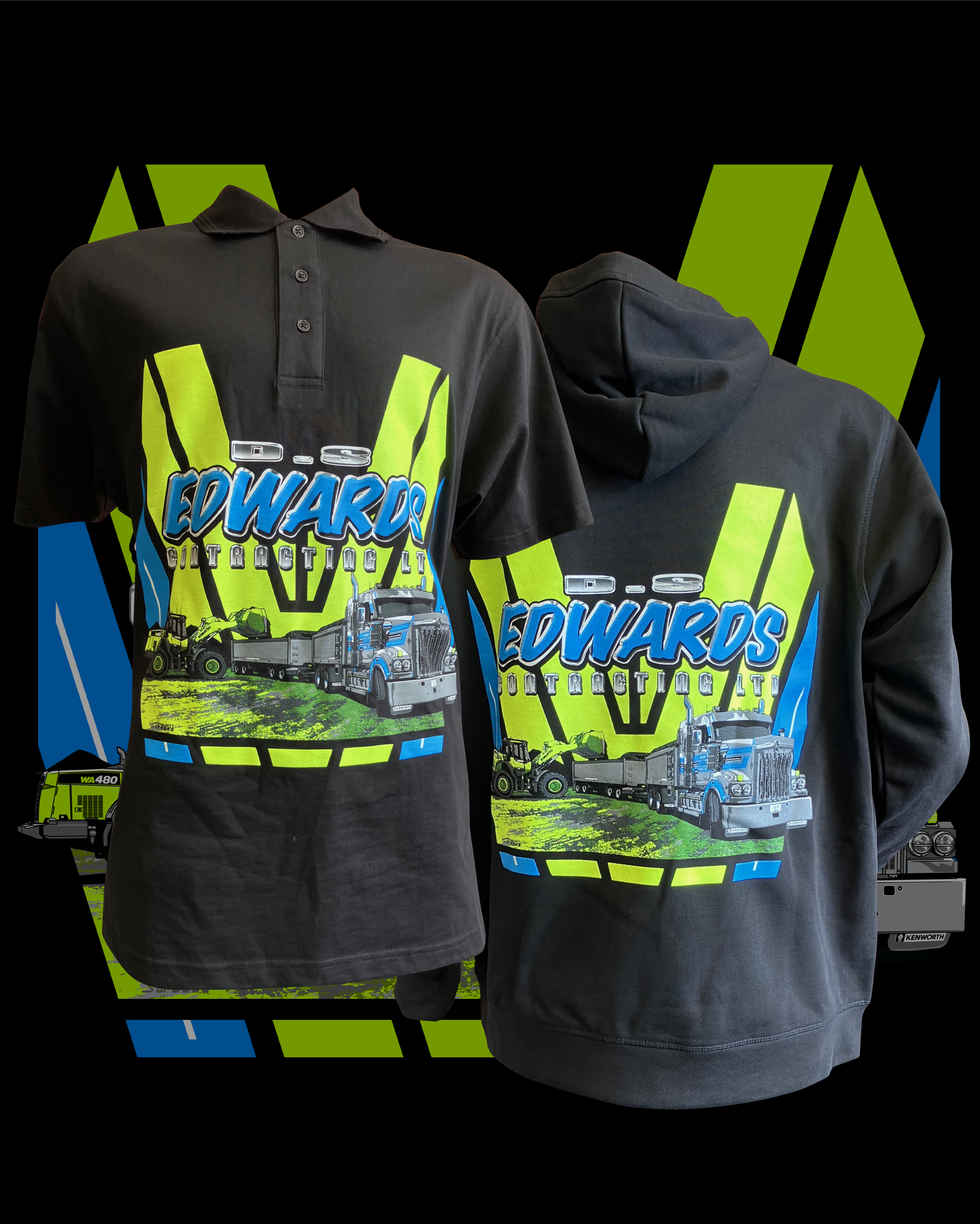 Custom Chevron Design Package (coloured ink on black garments)  --  Enquire for a quote.