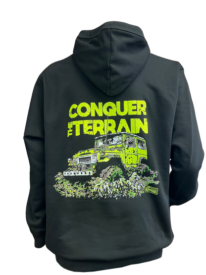 SnP Outdoors Conquer the Terrrain 4x4 tee - Fluoro yellow FJ40