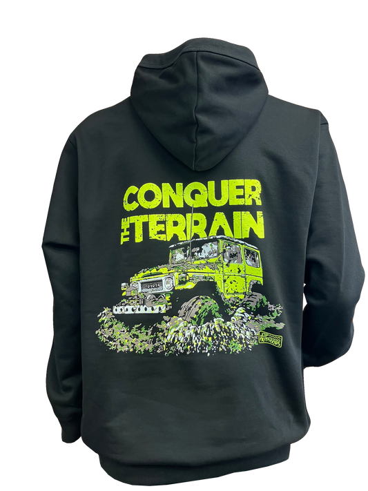 SnP Outdoors Conquer the Terrrain 4x4 tee - Fluoro yellow FJ40