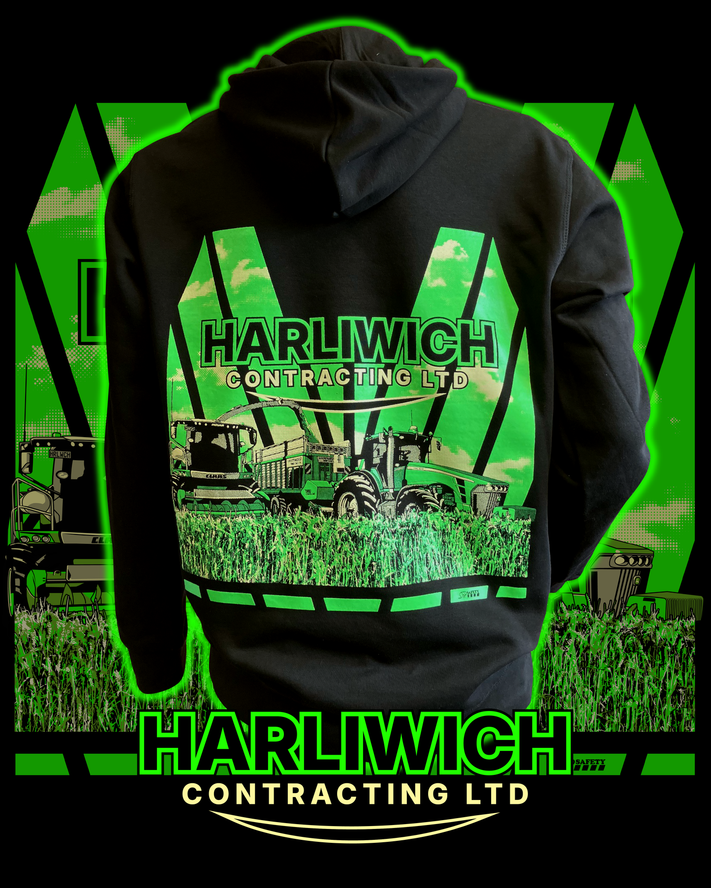 Custom Chevron Design Package (coloured ink on black garments)  --  Enquire for a quote.