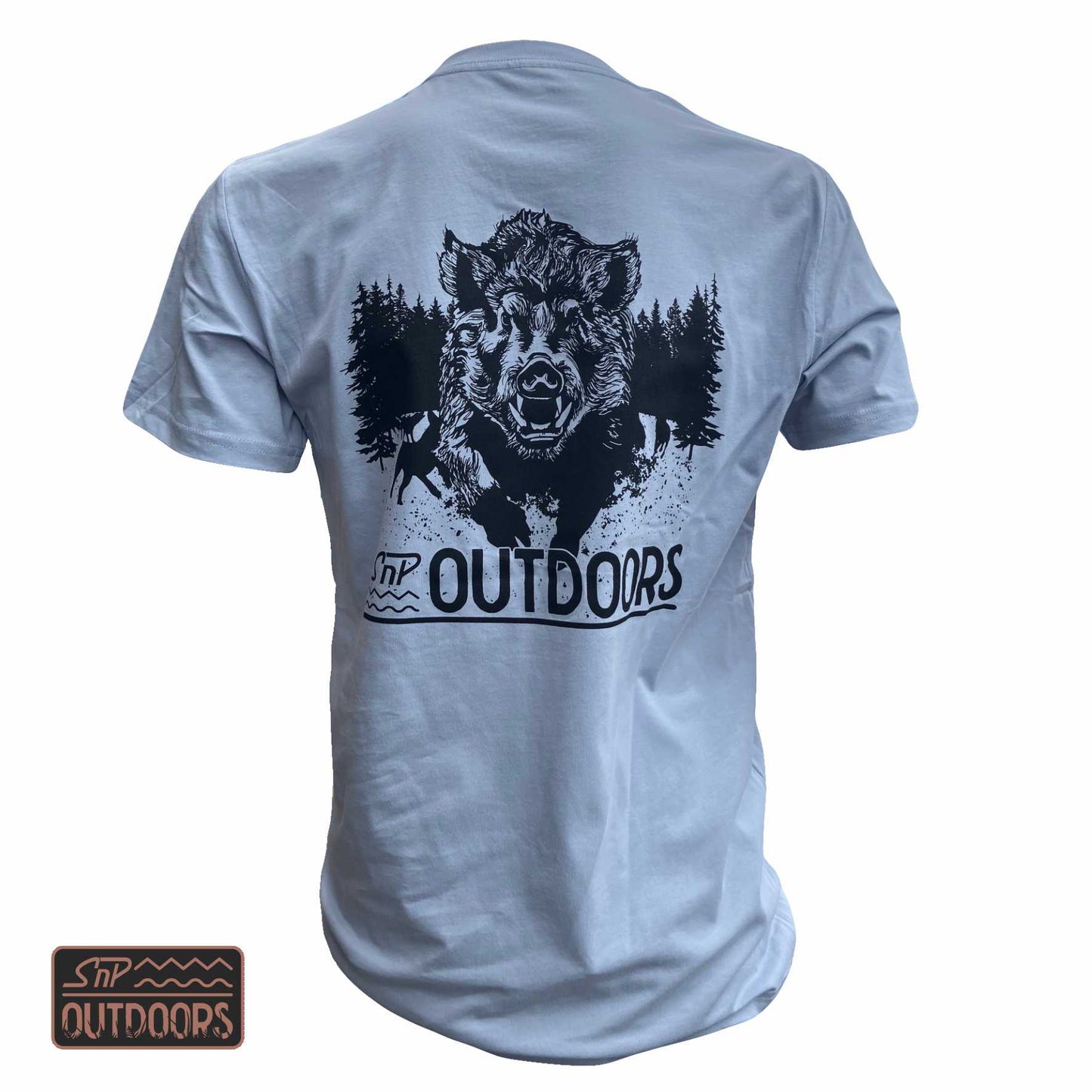SnP Outdoors Adult Hunting tee - Powder Blue with Black Boar