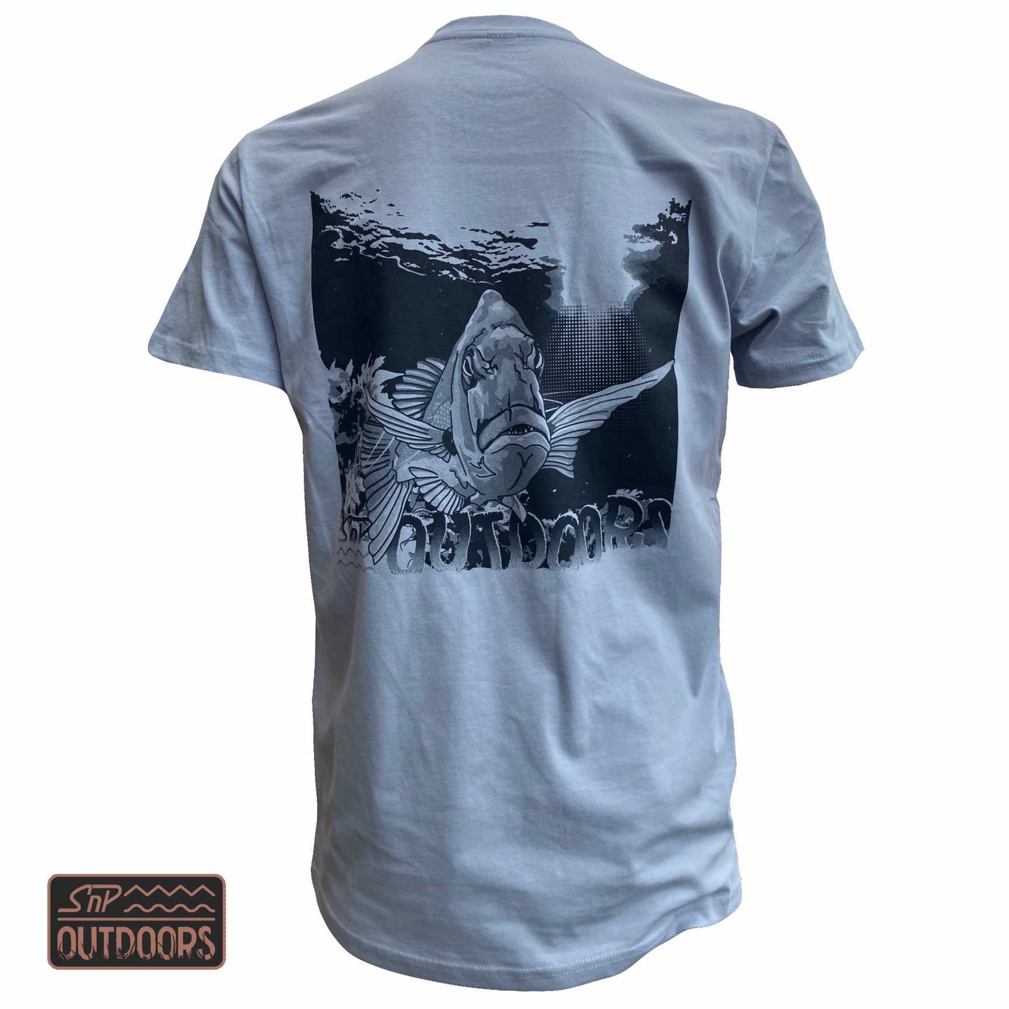 SnP Outdoors Adult Fishing tee - Powder Blue with Snapper