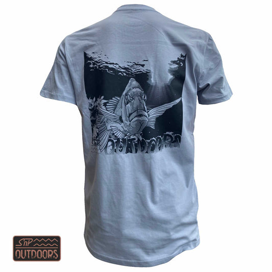 SnP Outdoors Adult Fishing tee - Powder Blue with Snapper