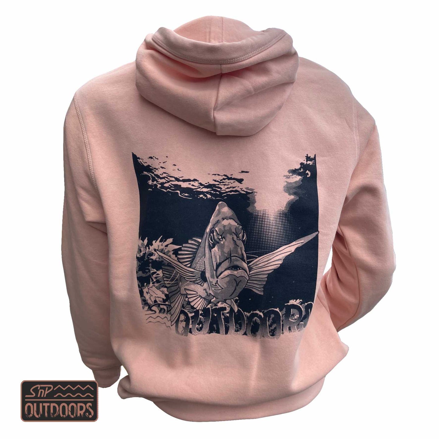SnP Outdoors Fishing Hoodie - Dusty Rose with Snapper