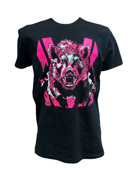 SnP Outdoors Adult Hi-Vis Hunting tee - Fluoro Pink Boar