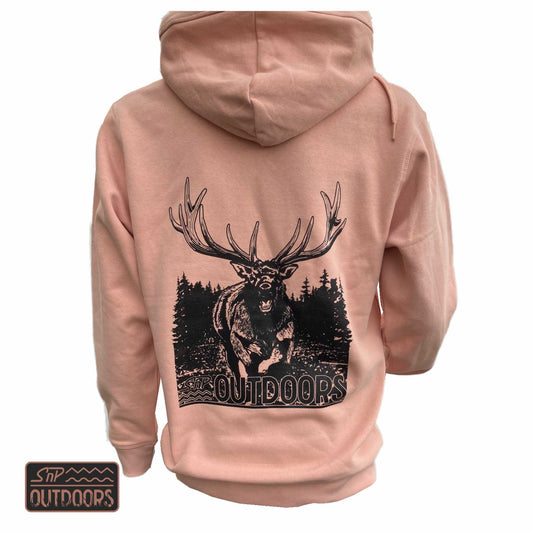 SnP Outdoors Hunting Hoodie - Dusty Rose with Black Stag