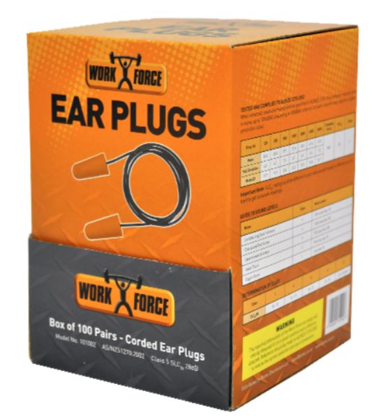 Bullet Shaped Corded Ear Plugs – Box of 100 pairs