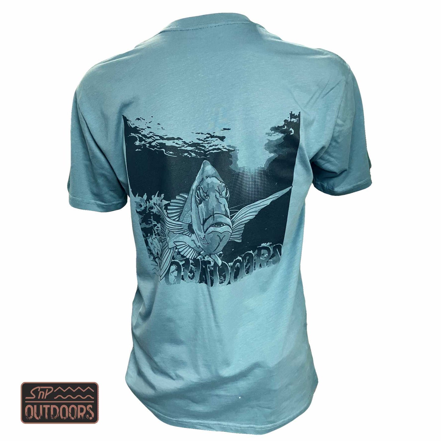 SnP Outdoors Adult Fishing tee - Slate with Snapper