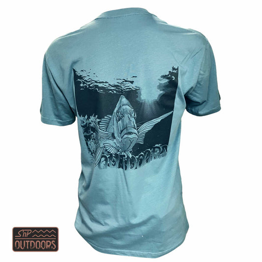 SnP Outdoors Adult Fishing tee - Slate with Snapper