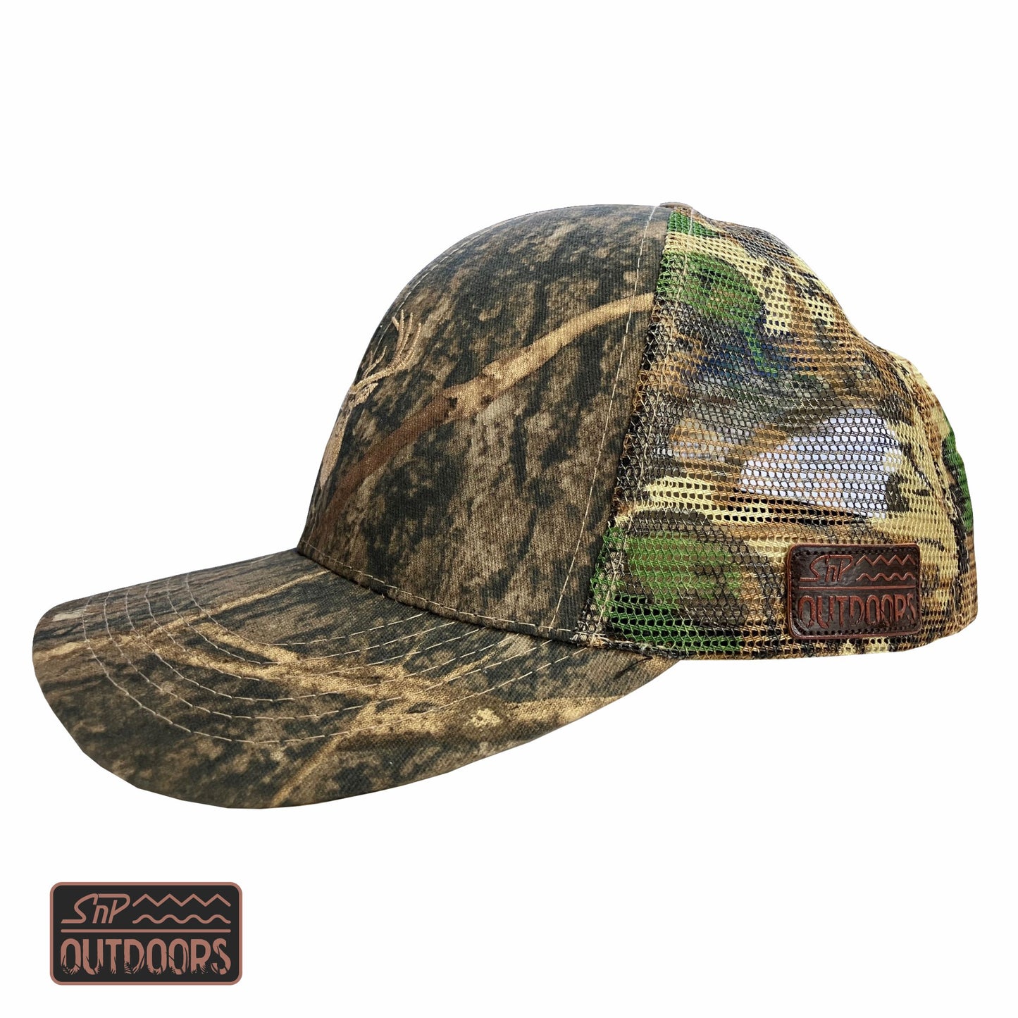 SnP Outdoors True Timber Camo Trucker Cap - Stag Embroidery