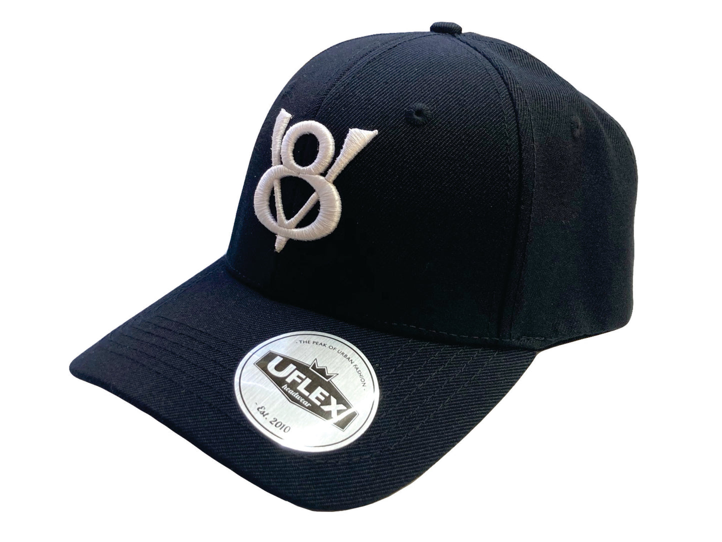 V8 - 3D Embroidered - UFlex Curve Peak Cap - BLACK